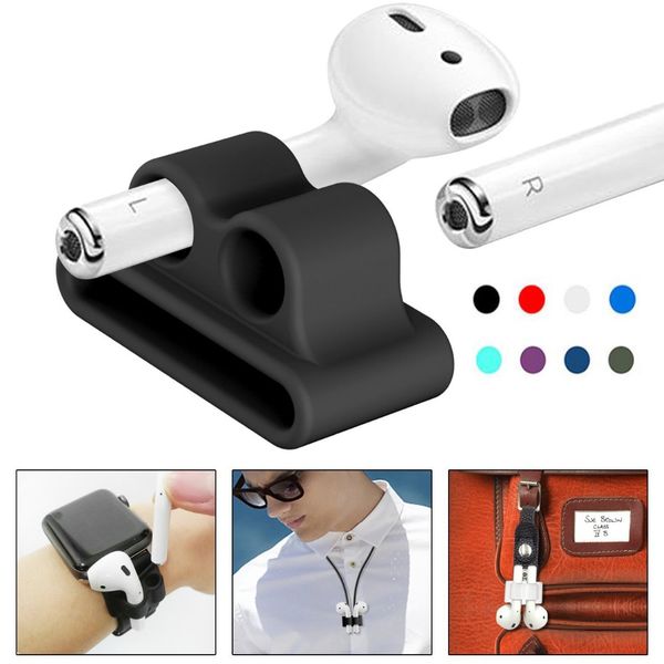 

silicone anti-lost holder protective cover protection case stand for wireless bluetooth earphones for apple airpods iwatch watch accessories