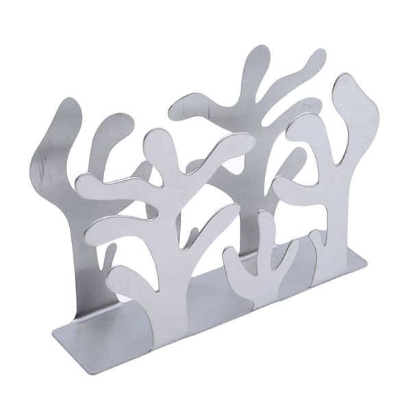 

creative stainless steel tissue holder napkin rack box cutlery floral hollow-out design table decoration tissue boxes new