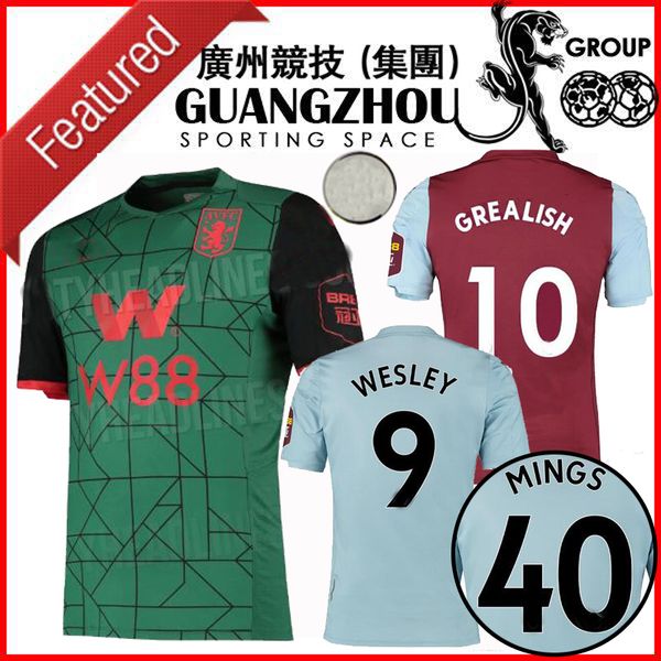 

19 20 aston villa soccer jerseys wesley targett nakamba kodjia 2019 2020 home away third 3rd grealish el ghazi mings engels football shirts, Black