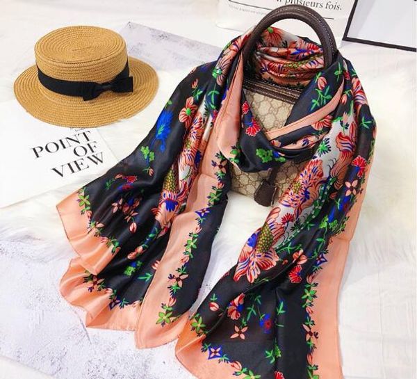 

2018 summer new silk scarves long scarf sunscreen scarf beach towel air conditioning shawl wholesale, Blue;gray