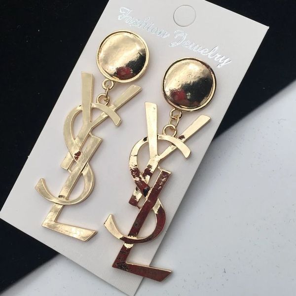 

wholesale14k brand designer pearl letter stud earrings collar needle diamond wedding party fashion jewelry gift scarf accessories box b7, Golden;silver