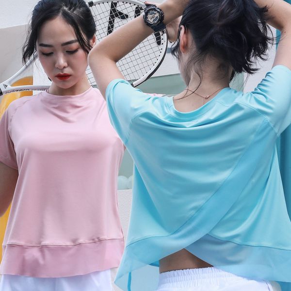 

women's quick drying sports short sleeves running fitness suit women's sports t-shirt women wear for women gym, Black;blue