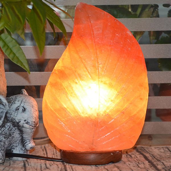 

himalayan crystal salt lamp, leaf shape anion table lamp, night light 1 pc