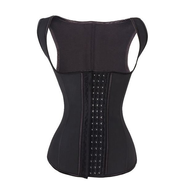 

black 4 rows hooks latex waist cincher body shaper steel bone corset slimming vest waist trainer plus size girdle beltsale, Black;white