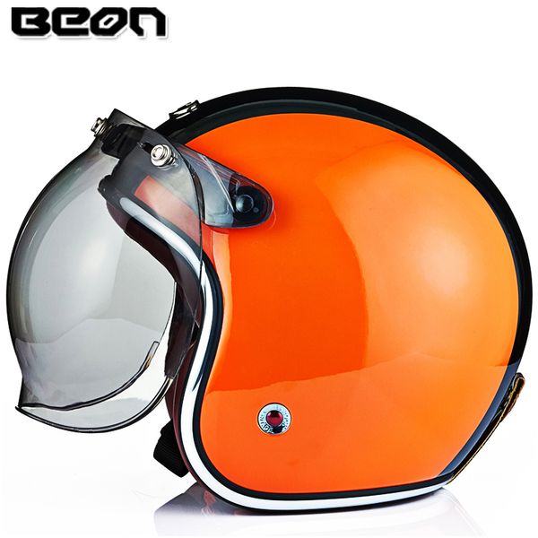 

beon new men women personalized motorcycle helmet 3/4 open face vintage jet retro scooter racing helmets ece b108