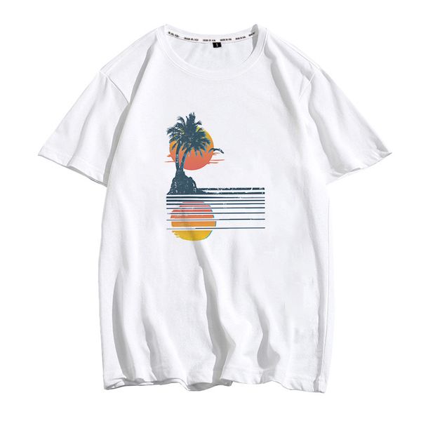 

солнечный свет песчаный пляж не поколение сеул досуг футболка студент приток мужчин и женщин с круглым вырезом уличной молодежи, White;black