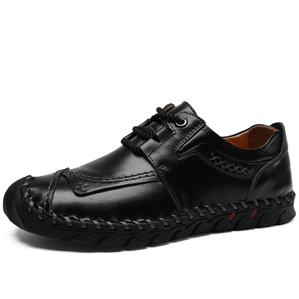 

shoes men flat leather shoes lace up bullock rubber big size outdoor work light fashion black leather men big size