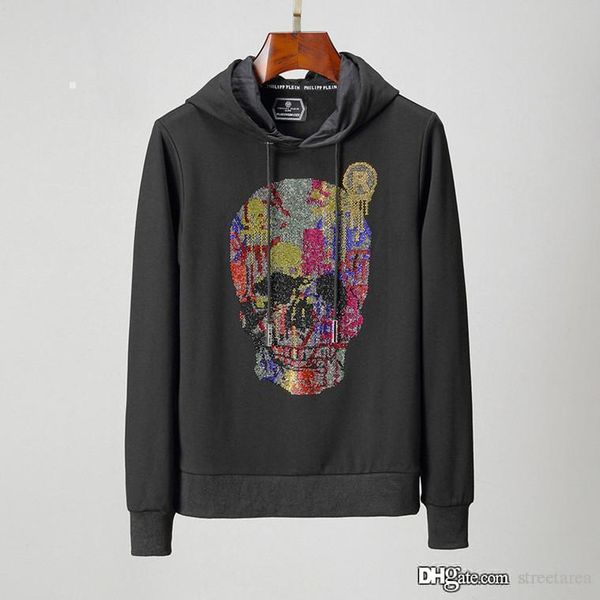 

2020 designer luxury skulls pattern applique pp fashion brand highest version hip hop street style for men's women's hoodie size m, Black