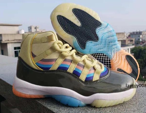 

2018 wholesale new 11 11s men basketball shoes black yellow sneakers sports trainers running shoes for 3d dazzle design size 40-46