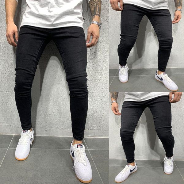 

elasticity men skinny jeans 2020 style black color s-3xl plus sizes men's jeans denim pants men fashions, Blue