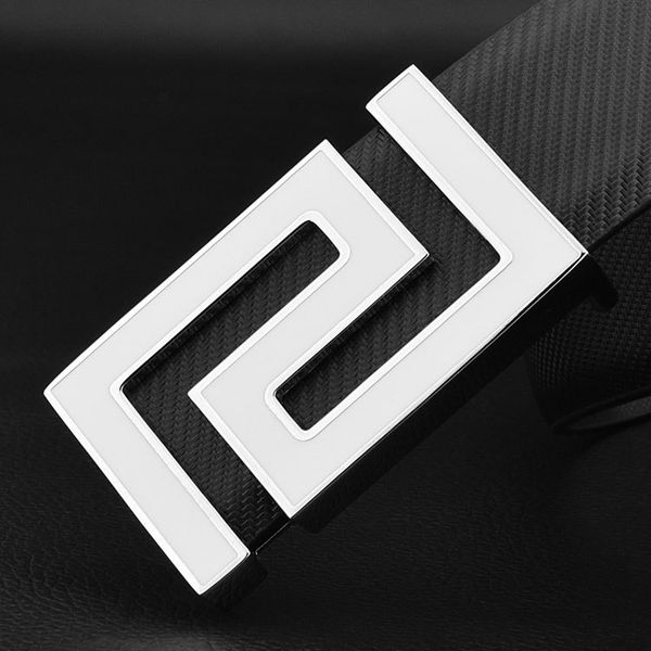 

zsdgy genuine leather trendsetter smooth men's genuine leather fashion buckle youth belt men's casual all-match pure white persona, Black;brown