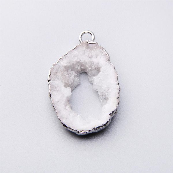 

1pc natural crystal druzy brand new agates charm natural druzy quartz druzy stone necklaces pendants gift for women gift, Silver