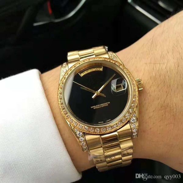 

automatic mechanical mens wristwatches 40mm diamond stainess steel sapphire glass mens watches gift box, Slivery;brown