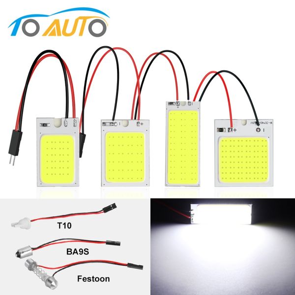 

2pcs panel led c5w festoon ba9s t4w t10 adapter dome reading light map lamp cob chips car interior lights 12v white auto bulbs