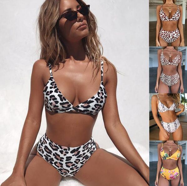 

new women's swim wear 2019 swimsuits leopard snake high waist ladies bikini vacation travel swimsuit
