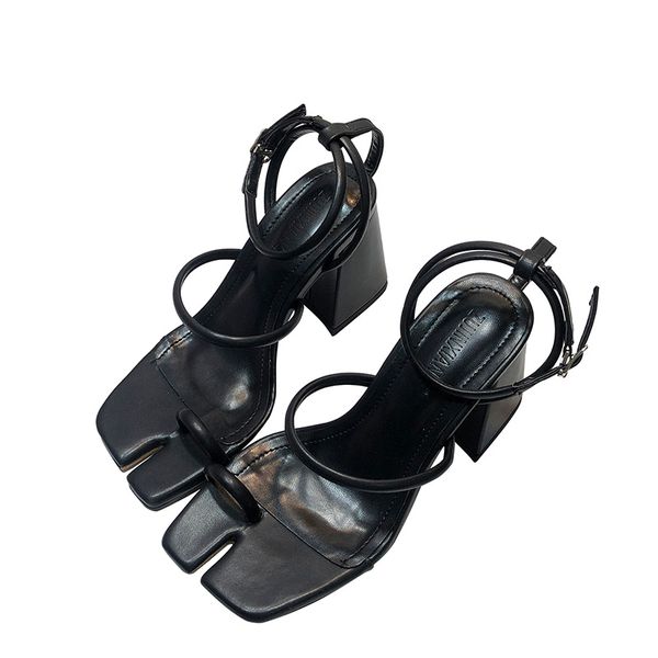 

zapatos mujer 2020 ladies heels and sandals women office shoes summer women heels sandals fashion high square toe, Black