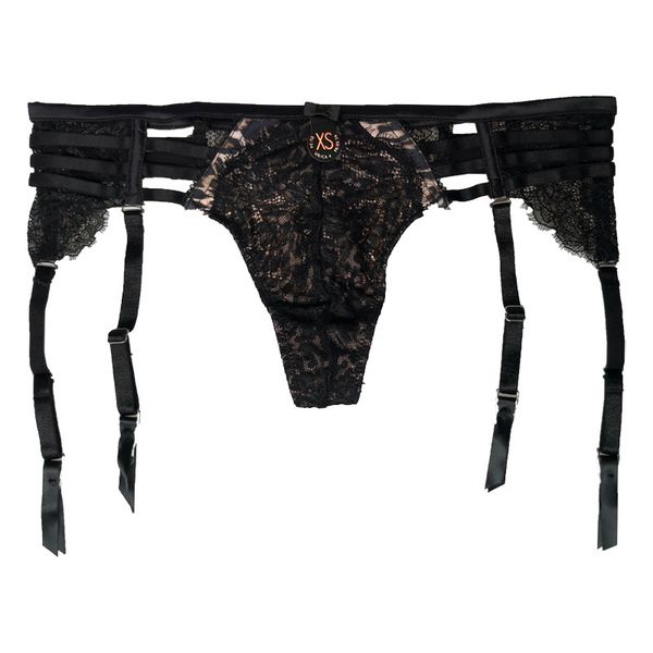 

black lace cut out garter belt for women removable straps metal clip suspender belt 4 elastic band thong lingerie ga1255, Black;white