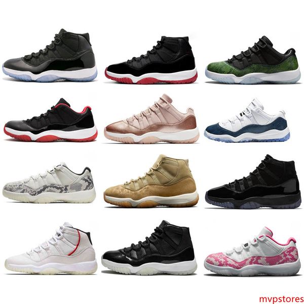 

11s basketball shoes men bred concord snakeskin light bone concord navy platinum tint neutral olive rose gold designer size 7-12