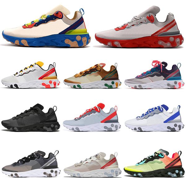 

2019 react element 55 87 tour yellow running shoes men women orange peel triple black white sail cream blue mens trainers sports sneakers