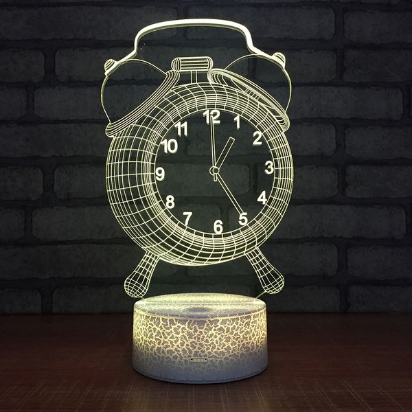 

white crackle base alarm clock 3d lamp 7 colors burst led night lamp for kids touch led usb table baby sleeping decor led lights