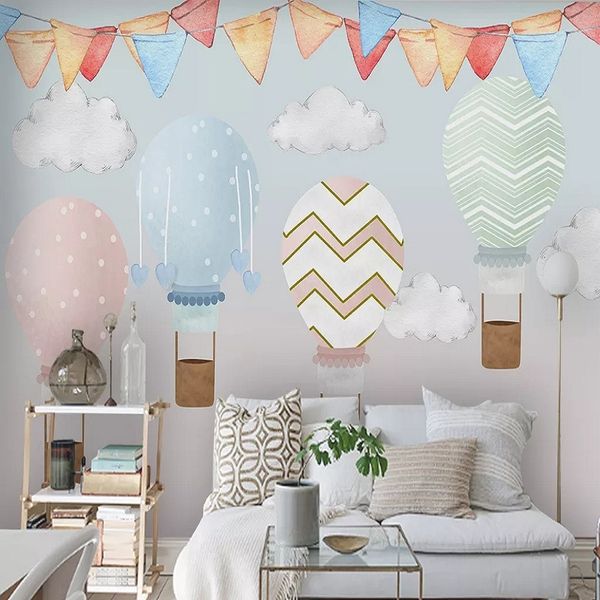 

new custom large mural 3d wallpaper cartoon nordic hydrogen balloon children's bedroom mural tv back wall decor deep 5d embossed