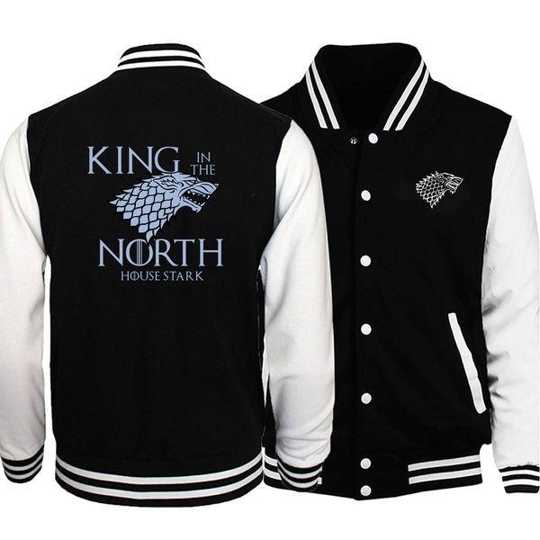 

men game of thrones printed trend black baseball jackets fleece long sleeve sweatshirts 2019 autumn winter warm outwear jackets