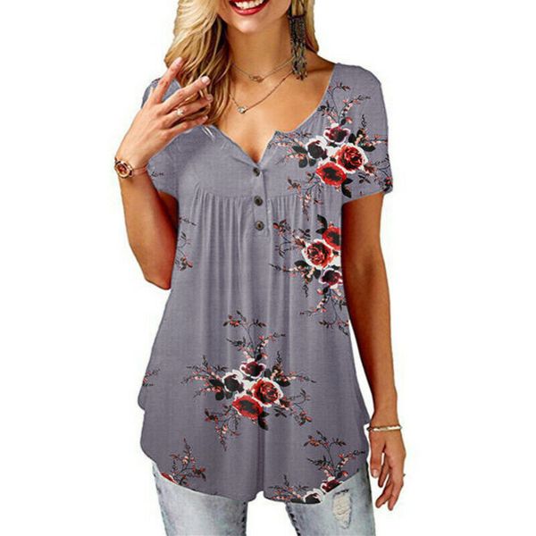 

women ladies holiday summer v-neck casual beach shirts party blouse, White