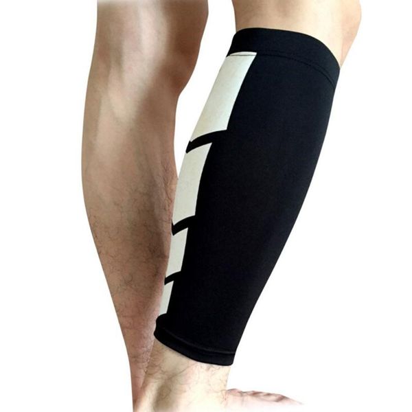 

sports leg calf leg brace support stretch sleeve compression exercise in stocks, Black;gray