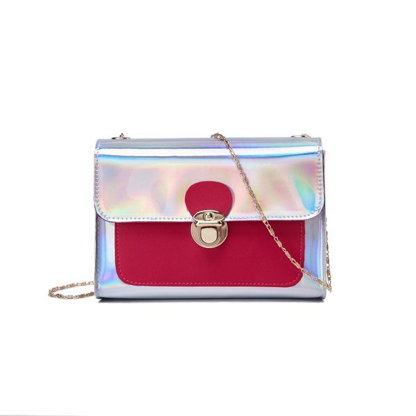 

2019 fashion buckle laser chain small shoulder bag for women mini pu leather mobile phone purse female crossbody messenger bag