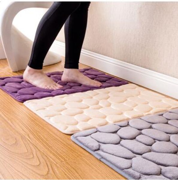 

40*60cm coral fleece bathroom memory foam rug kit toilet pattern bath non-slip mats floor carpet set mattress for bathroom decor