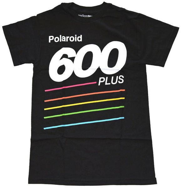 

черная мужская футболка с рисунком polaroid 600 plus new, White;black