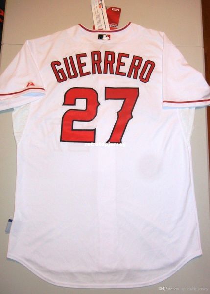 

retro #27 vladimir guerrero majestic los anaheim cool base jersey 48 nwt mens stitched baseball jerseys, Black;blue