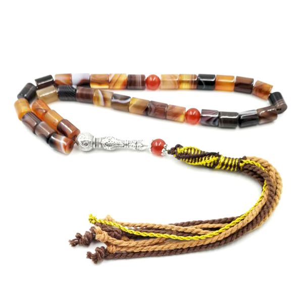 

натуральные бразильские агаты tasbih 33 роскошные четки мусульманский ид рамафан gfit мужские высококачественные ювелирные изделия браслет m, Golden;silver