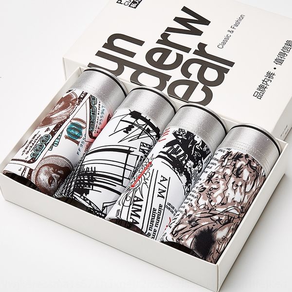 

мужское нижнее белье мужские боксер льда белье шелк нейлон ткань полу-брюки дышащий удобные полу штаны подарочной коробке, Black;white