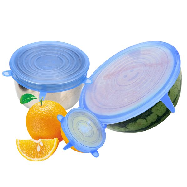 

6 pcs reusable silicone stretch lids food wrap bowl pot lid preservative film plastic wrap