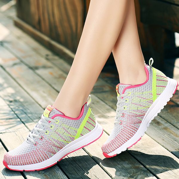 

2019 new sport shoes women light flats outdoor loafers athletic training shoes non-slip breathable mesh lace up sneakers