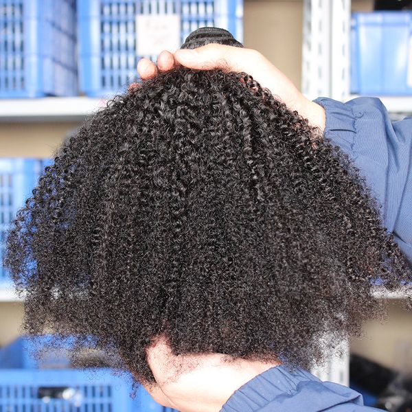 Mongolian Afro Kinky Curly Hair Weave Natural Black 4b 4c Virgin