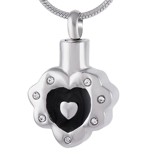 

stainless steel keepsake memorial urn necklace for women heart cremation pendants for ashes of loved ones - engravable, Silver