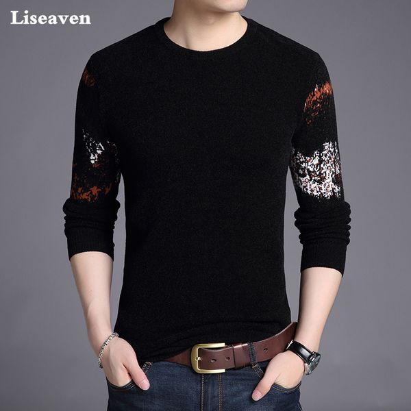 

liseaven men pullover sweaters casual pullovers men's clothing full sleeve male sweater, White;black