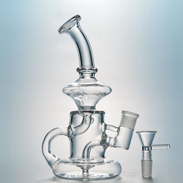 Klein Tornado Recycler Dab Rig com 14mm articulação bongs de vidro grosso 7 polegadas mini mini clear plataformas de óleo de vidro tubo de água com banger