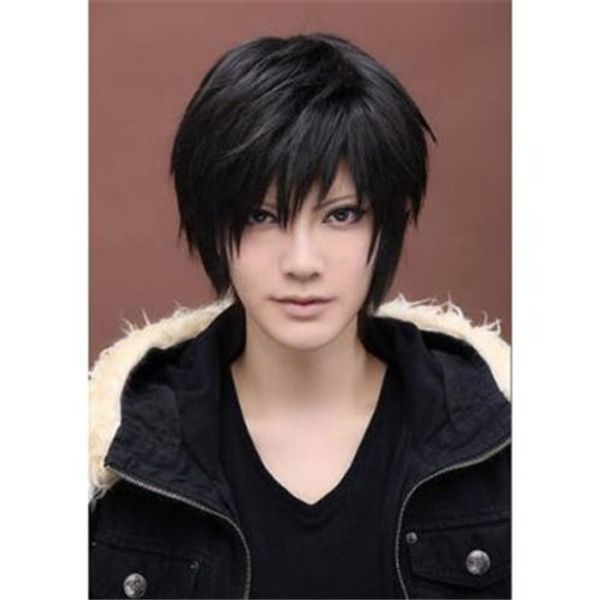 

fashion women black straight short pixie cut synthetic hair cosplay full wig