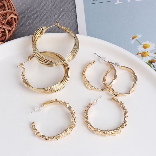 

fashionsnoops new vintage earrings for women gold round c geometric statement earring metal earring jewelry, Golden;silver