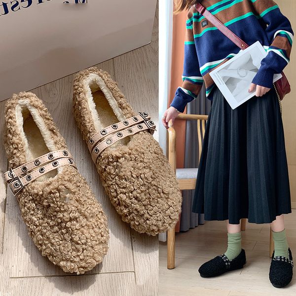 

round toe women boat shoe shoes woman 2019 clogs platform slip-on loafers fur women's moccasins casual female sneakers new, Black