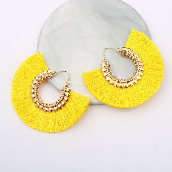 

boho tassel earings fashion jewelry za 2019 round dangle drop statement earrings for women kolczyki accessories orecchini donna, Silver