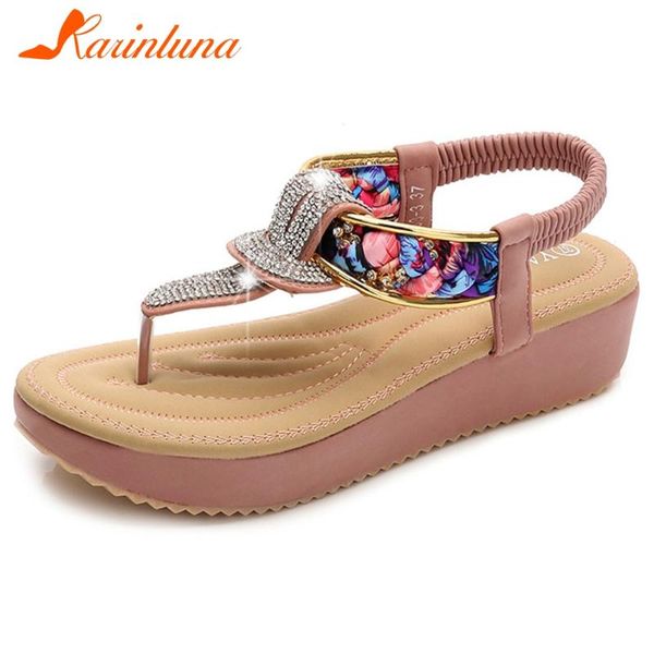 

karin 2020 new design gladiator sandals woman shoes wedge heels elastic band crystal wholesale summer shoes women sandals, Black