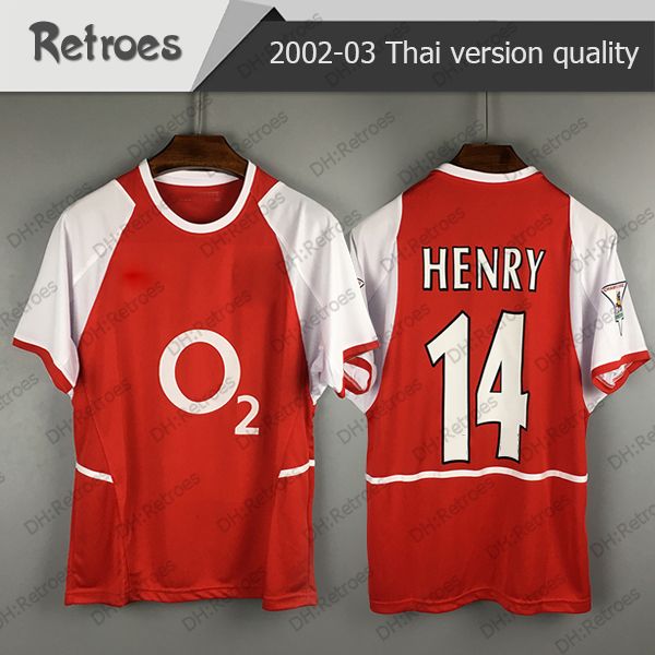 

2002 2003 retro soccer jersey 7 pires 10 bergkamp 14 henry 9 reyes classic commemorate antique collection football shirt 02 03 shirt, Black;yellow