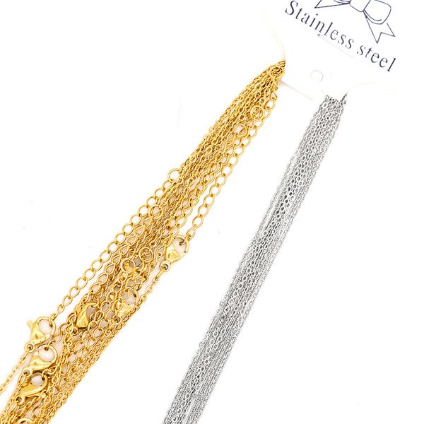 

1 pack 316l stainless steel 1.2 1.5 2mm link chain gold silver tone 45 50cm length women men adjustable necklace chain findings