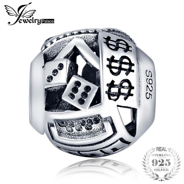 

jewelrypalace vintage green cubic zirconia dollar symbol poker sieve game bead charm fit bracelet 925 sterling silver for women