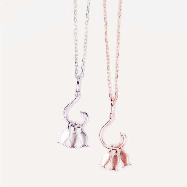 

fashion s925 sterling silver three small fish pendant necklace ladies clavicle chain necklace jewelry gift 6-xl1026