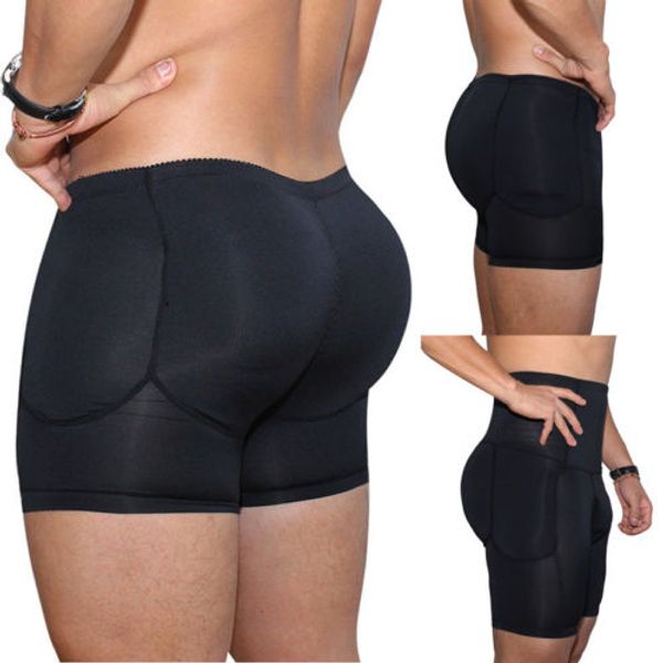 

new men's padded butt enhancer booty molded boyshort underwear boxer flat stomach shapewear underwear, Black;brown